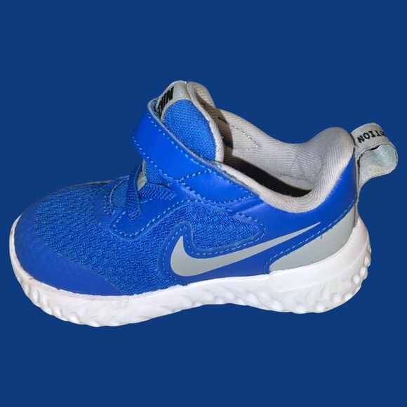 Toddler Blue Nike Revolution 5 Hook N Loop Running Shoes Size 5C - Picture 5 of 7